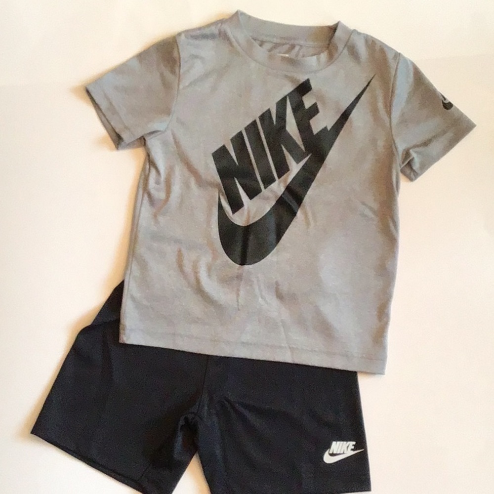 Nike Kids Gray and Black Dri-Fit Matching Set